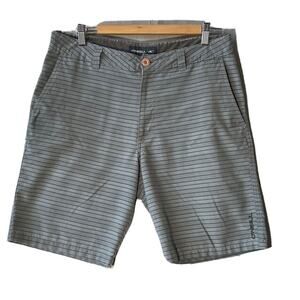 O’Neill Mens Shorts Size 32 Polyester Active Beach Gray Blue Logo Stripped
